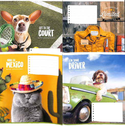 Gelinieerd notitieboekje 18 vellen. / verschillende motieven op de cover/