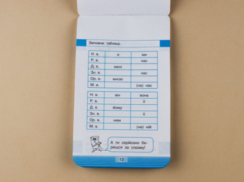 Mobile. Exercice de langue ukrainienne. Déclinaison